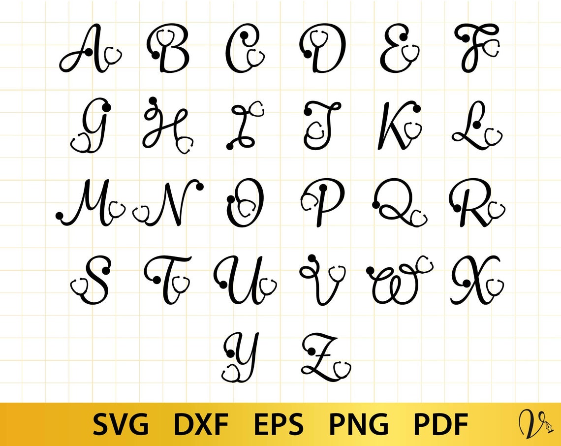 Stethoscope alphabet svg files for cricut Medical font svg Etsy