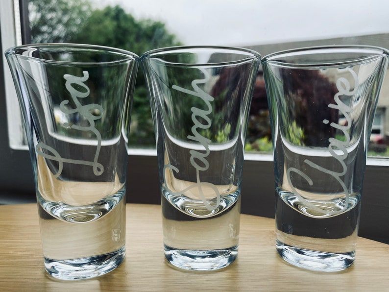 Engraved etched personalised shot glasses wedding favours Etsy