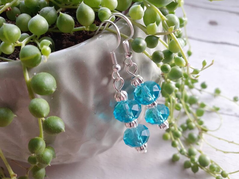 accessories. Jewellery costume jewelry Uk seller Handmade blue bead drop earrings