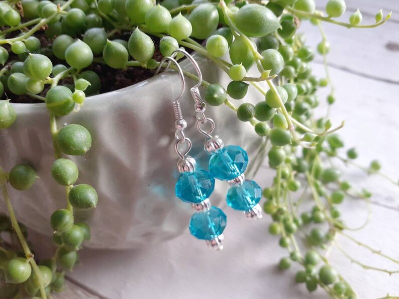 accessories. Jewellery costume jewelry Uk seller Handmade blue bead drop earrings