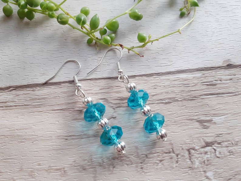 accessories. Jewellery costume jewelry Uk seller Handmade blue bead drop earrings