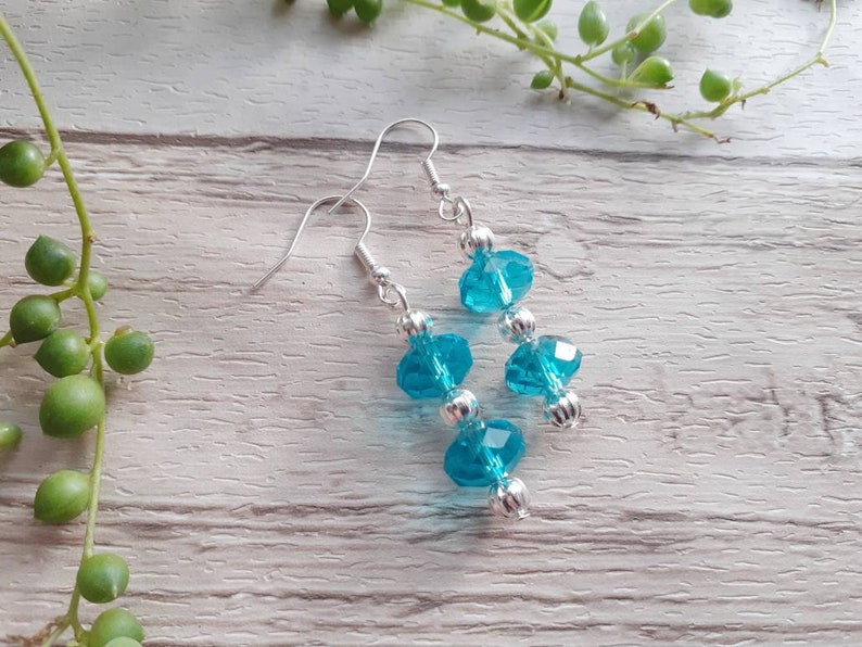 accessories. Jewellery costume jewelry Uk seller Handmade blue bead drop earrings