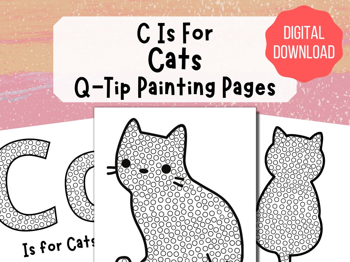 C is for Cats Cat QTIP Fine Motor Activity for Kids Etsy