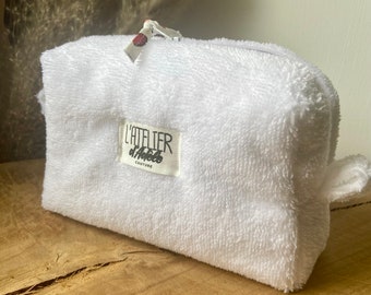 Trousse de toilette en éponge de bambou blanche