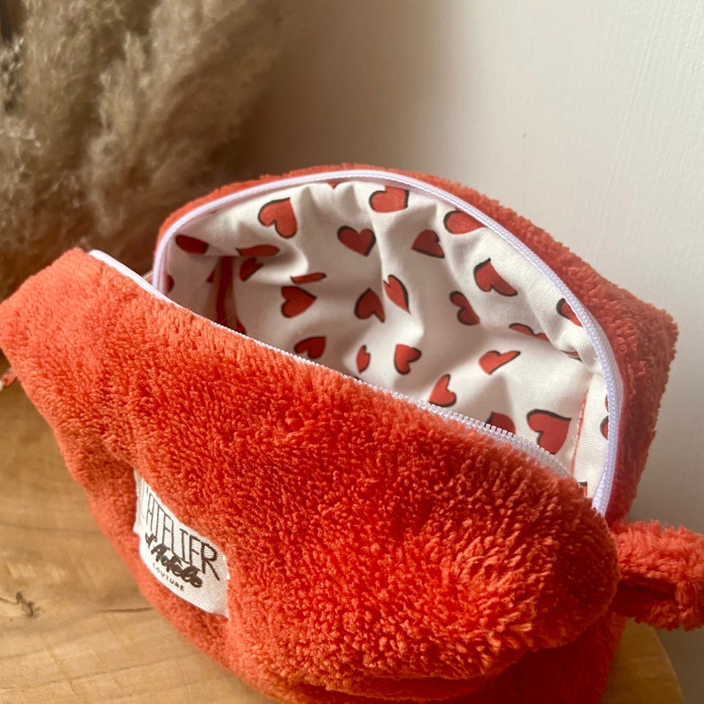 Trousse de toilette en éponge de bambou rouge zdjęcie 2