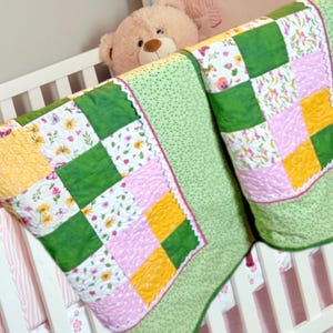 Edredones para bebé de aprox. 75 x 100 cm, hechos a mano, de patchwork, manta, colcha, decoración a cuadros, para bebé y niño.