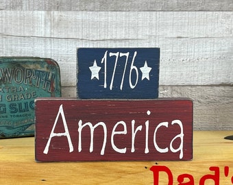 Primitive Rustic America Patriotic 1176 Shelf Sitter, Rustic Home Decor, USA Decor, Fourth of July, Primitive Decor, Farmhouse Decor