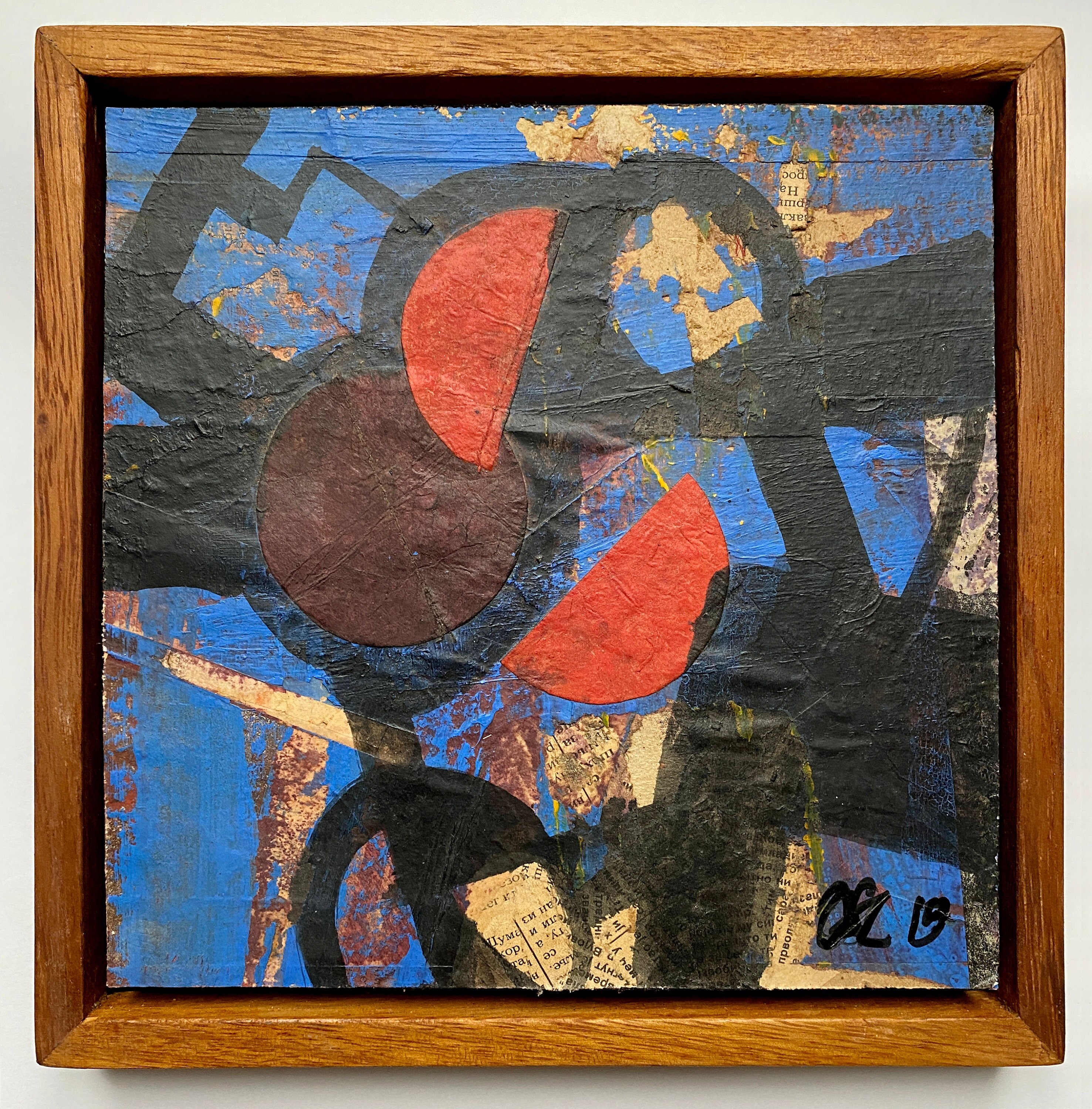 Collage sur Carton 2 Demi Cercles Rouge