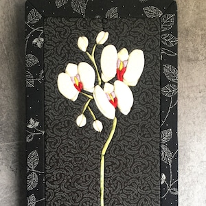 White Orchid patchwork painting