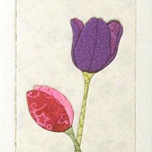 Patchwork painting Pink and purple tulips