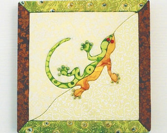 Peinture patchwork Gecko