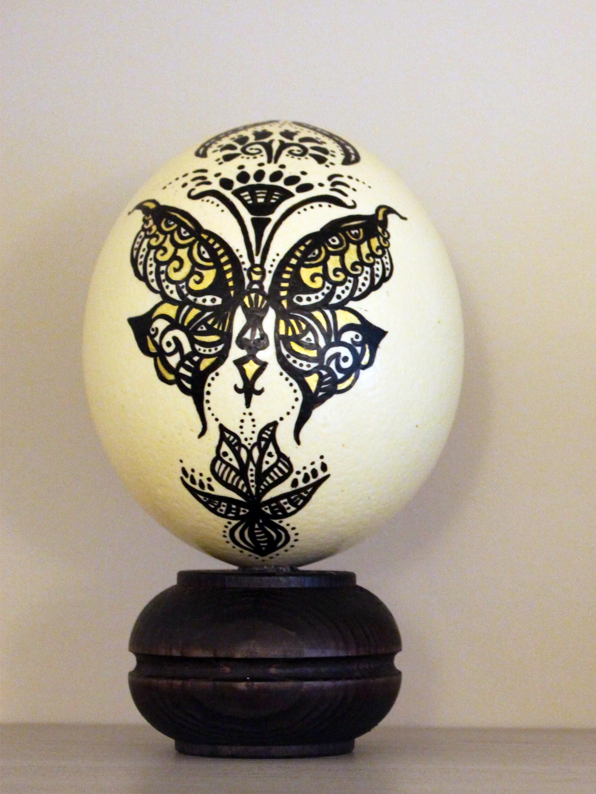 Uova Di Struzzo Decorato Motivo Klimt - Bacio E Albero Della Vita