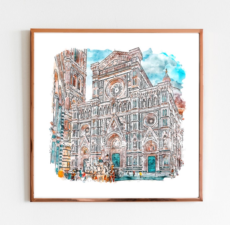 housewarming gift Architecture Print high resolution print Giclee Florence watercolor art Santa Maria del Fiore home decor wall art