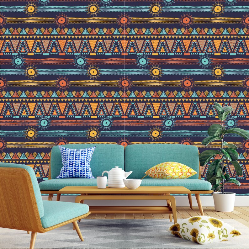 Bohemian peel and stick wall paper removable wall paper Etsy