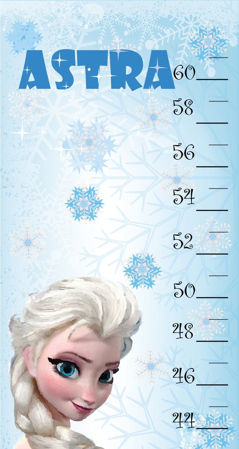 Frozen Elsa Height chart Growth Chart canvas boys room Etsy
