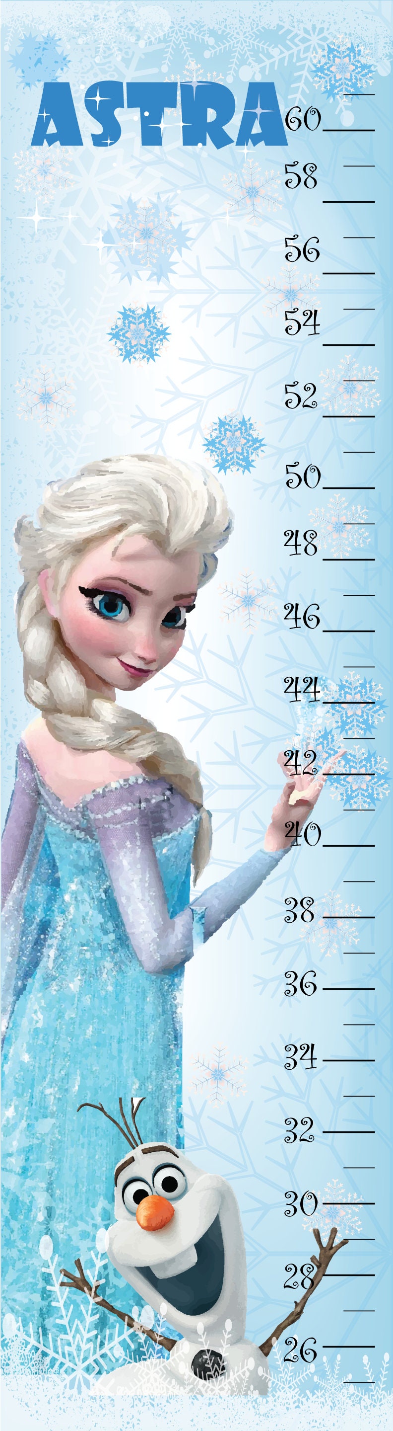 Frozen Elsa Height chart Growth Chart canvas boys room Etsy