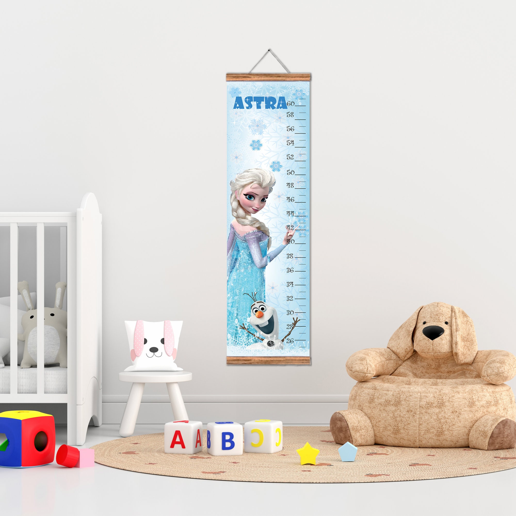 Frozen Elsa Height chart Growth Chart canvas boys room Etsy