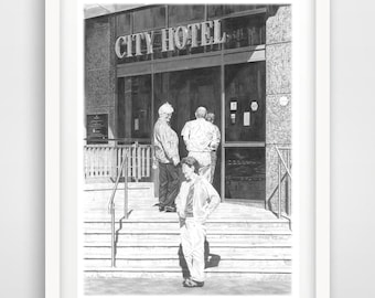 City Hotel, Derry - Irish illustration print