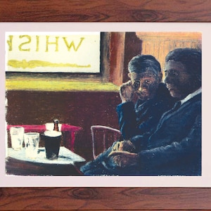 Back Bar, Oil Pastel drawing - Irish illustration print