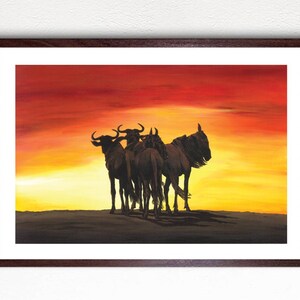 Wildebeest Alert - Wildlife watercolour print