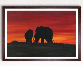 Giants of the African Night - Elephant Watercolour print