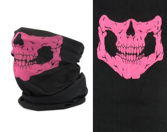 Pink Skull Skeleton Snood Ski / Biker MAsk