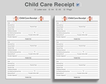 Daycare Receipt Etsy