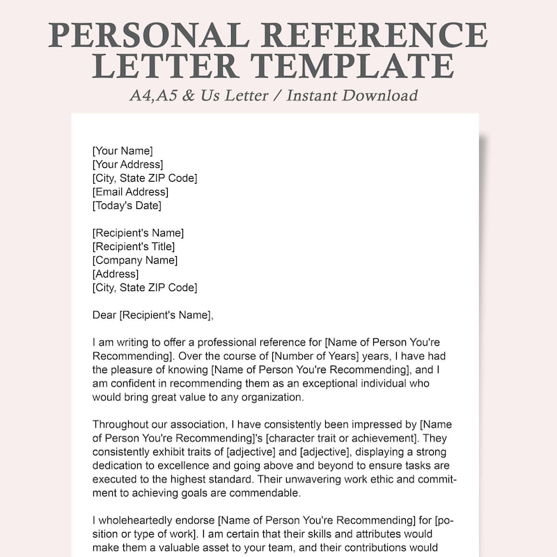 Sample Reference Letter - Etsy