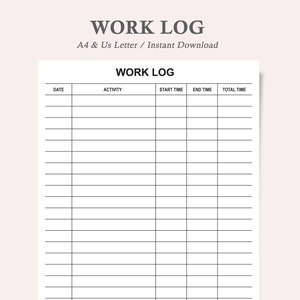 working log,employee work log,work task log,daily work log,Work log template,Printable work log