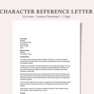 carta de referencia de carácter, plantilla de referencia de carácter, plantilla de carta de referencia personal word, carta de carácter