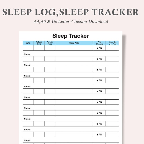 Sleep log,sleep chart,sleep journal,sleep planner,sleep diary template,adult sleep chart,nap timing chart,printable sleep log