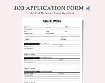 Job Application Form,Office Supply Form,Application Form,Job Tracking Form,Job responsibility,Application Tracker,A4,A5,Us Letter