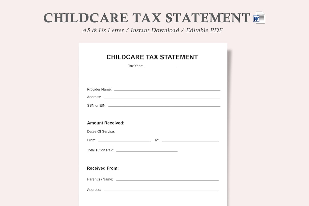 Tax Receipt for Daycare,daycare Tax Form,daycare Provider Tax Form,daycare Tax Credit Form