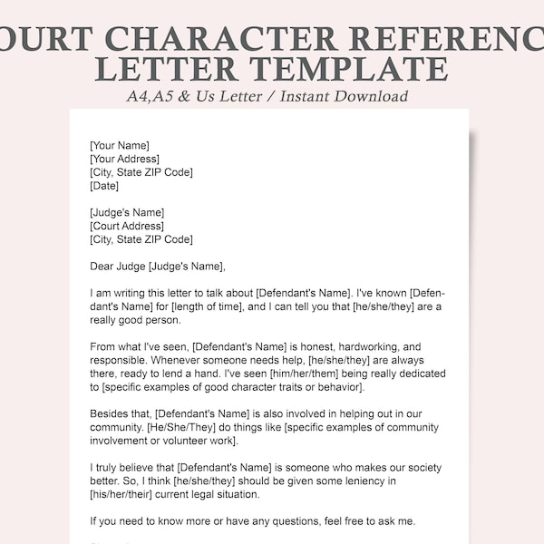 court character letter,court character reference letter,court reference letter,character witness letter,character letter for judge