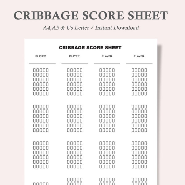 Cribbage Score Sheet Etsy Canada