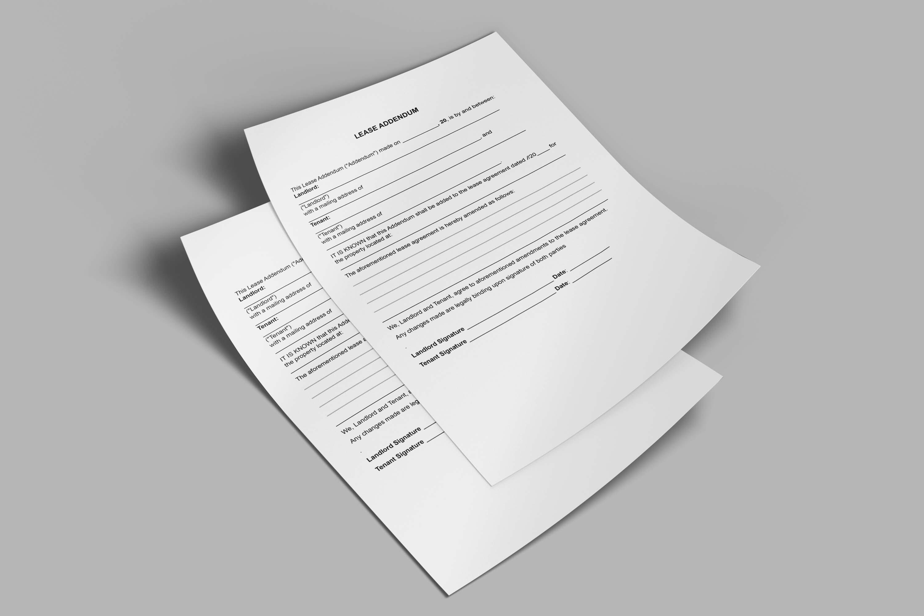 Addendum to Contract,addendum to Lease Agreement,contract Addendum ...