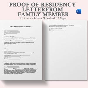 Carta de prueba de residencia de un familiar, carta de prueba de domicilio de un familiar, carta de prueba de residencia de un familiar