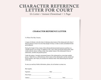 character reference letter,character reference template,character letter,character letter template