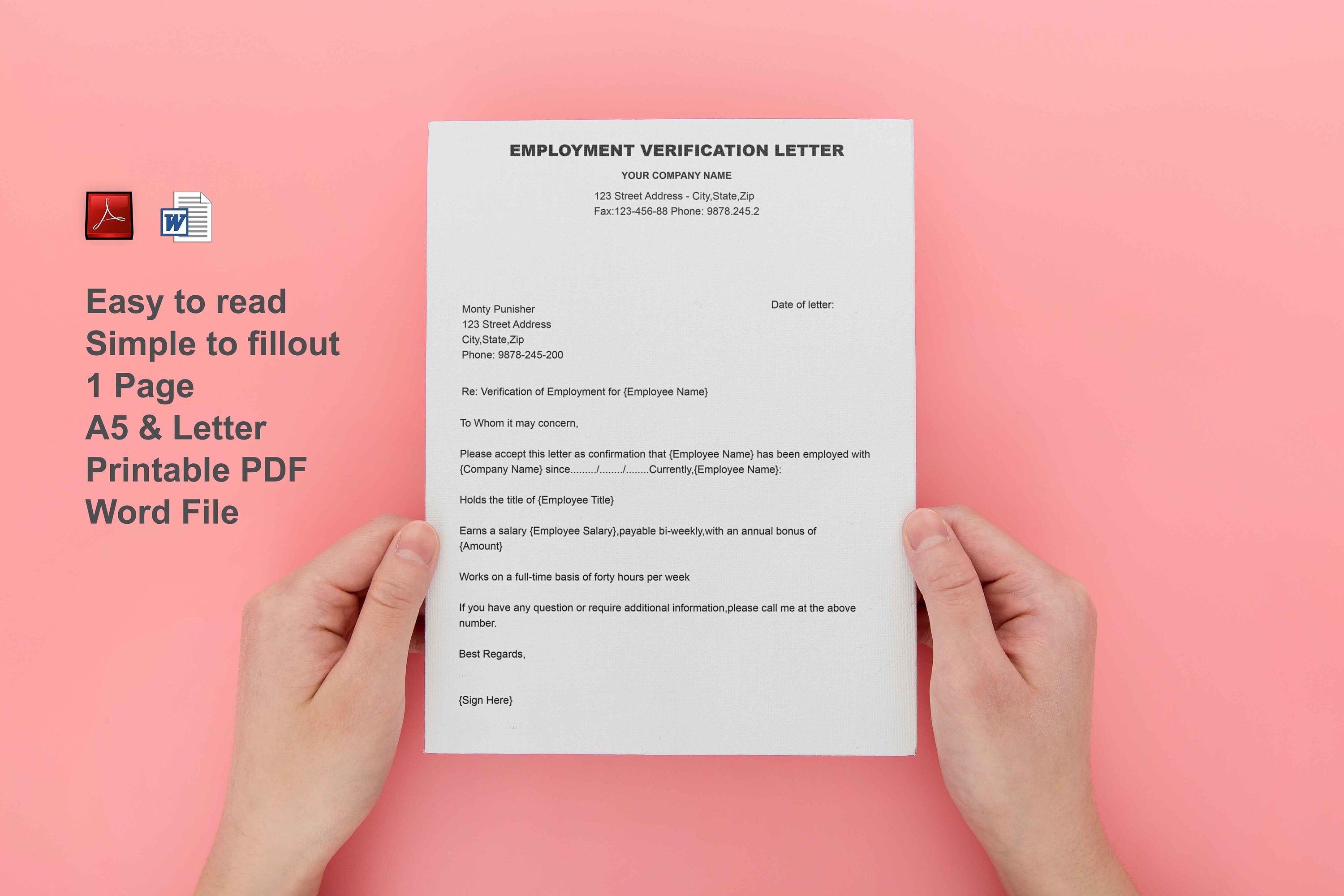 Employment Verification Letter employee Salary Verification Form human 