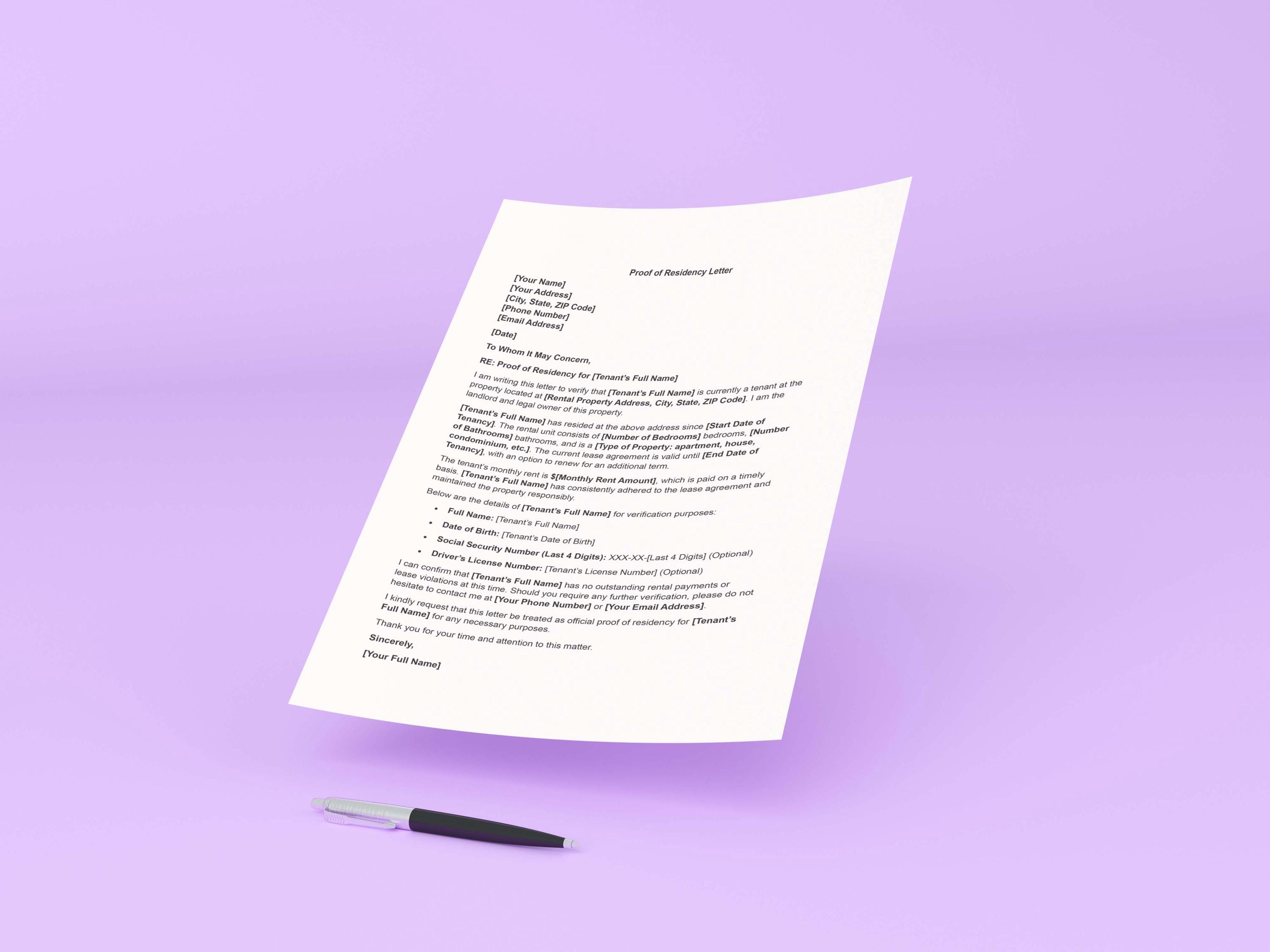 Address Declaration Letter Sample Proof of Residency Letter,letter of Residency,proof of Address Letter ...
