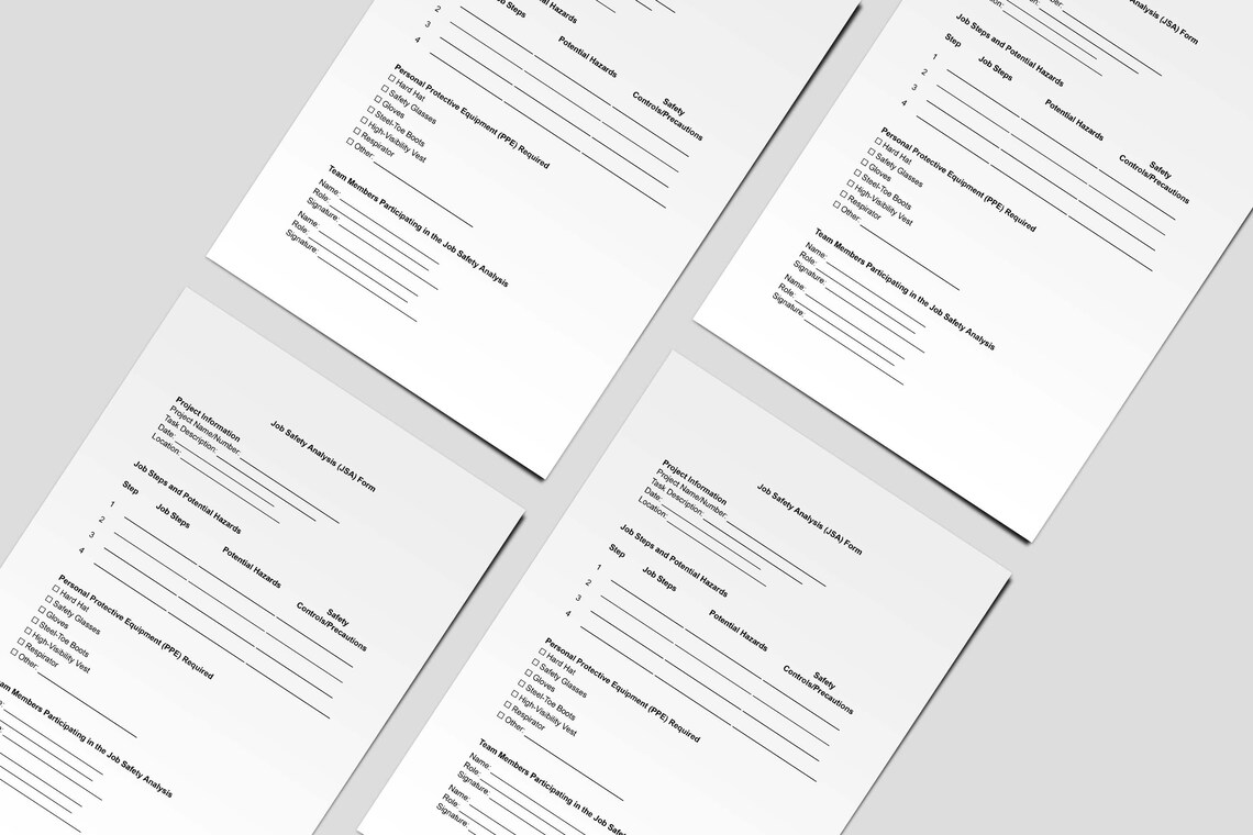 Jsaa Form Example Job Safety Analysis Template,jsa Template Word,printable Jsa Form ...