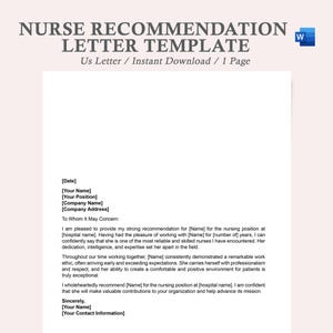 Modelo de carta de recomendación de enfermera, carta de recomendación para enfermera, carta de referencia para estudiante de enfermería