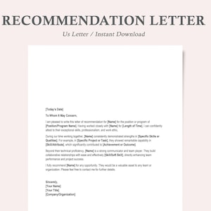 Plantilla de carta de recomendación, plantilla de carta de recomendación en Word, plantilla de carta de recomendación personal