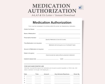 medication authorization form daycare,medication form for daycare,medication administration form daycare