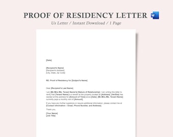 proof of residency letter,letter of residency,proof of address letter,proof of address template,proof of residency letter template
