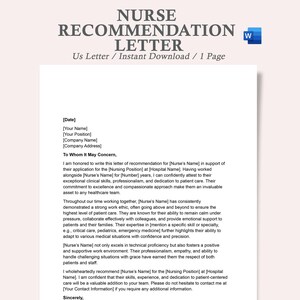 Modelo de carta de recomendación de enfermera, carta de recomendación para enfermera, carta de referencia para estudiante de enfermería