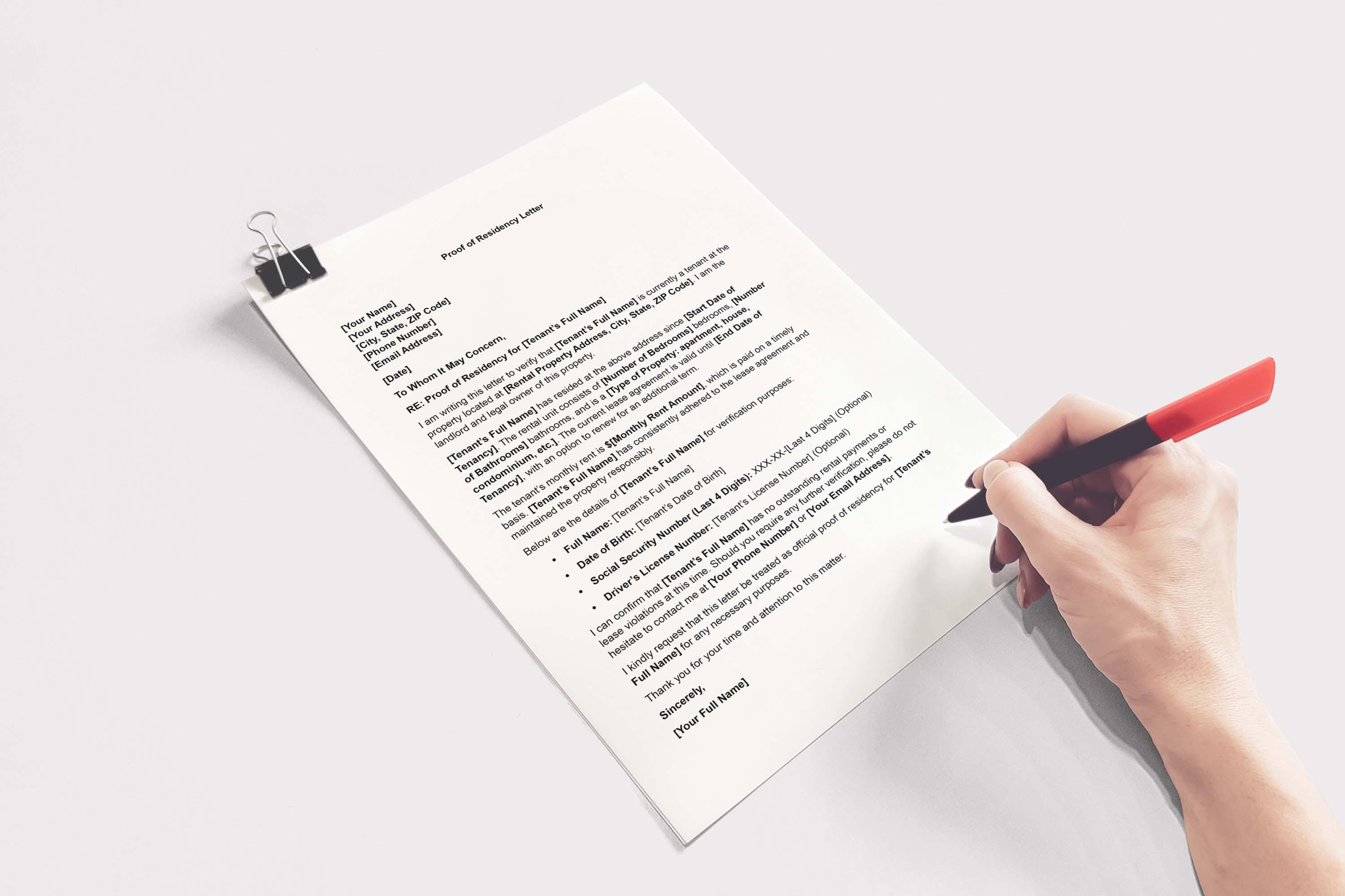 Address Declaration Letter Sample Proof of Residency Letter,letter of Residency,proof of Address Letter ...