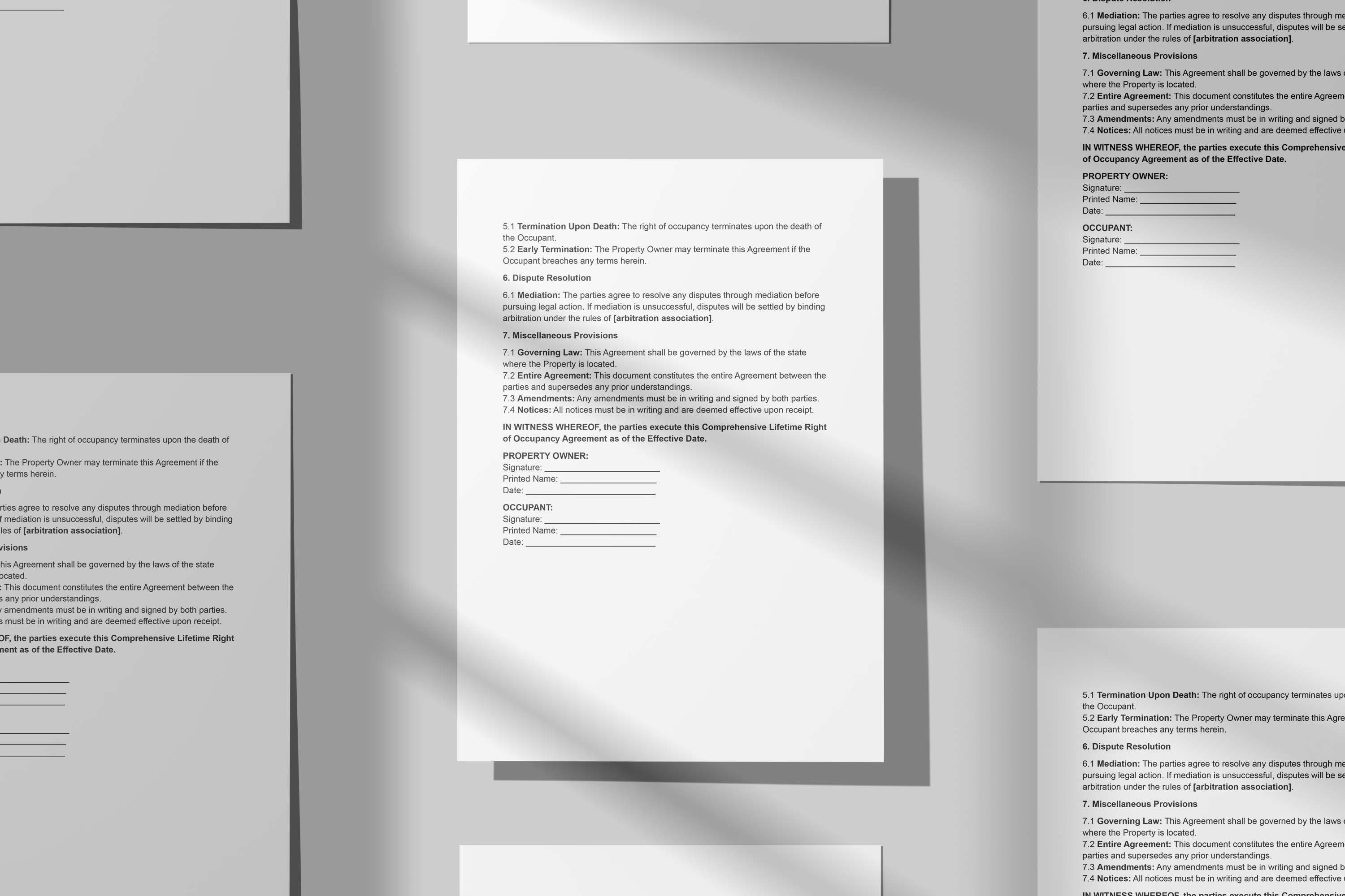 Lifetime Occupancy Agreement right of Occupancy Agreement right of