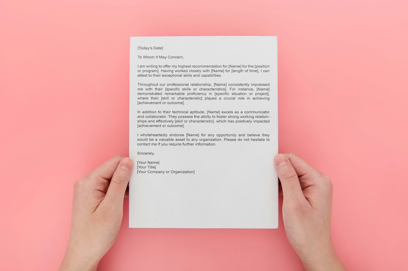 Rec Letter Paper Professional Recommendation Letter,letter of Recommendation ...
