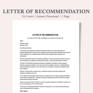 Carta de recomendación profesional, carta de recomendación, plantilla de carta de recomendación, plantilla de carta de recomendación en Word